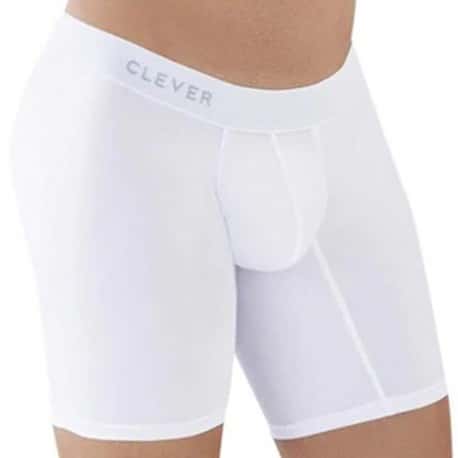 Clever Classic Match Microfiber Long Boxer Briefs - White