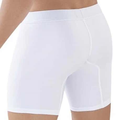 Clever Classic Match Microfiber Long Boxer Briefs - White