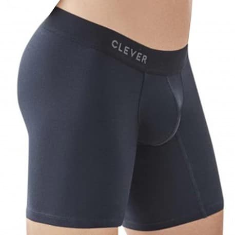 Clever Caribbean Cotton Long Boxer Briefs - Black