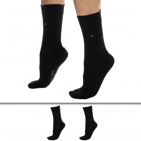 Tommy Hilfiger 2-Pack Classic Cotton Dress Socks - Black