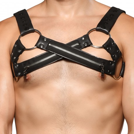 Andrew Christian Zipper Harness - Black