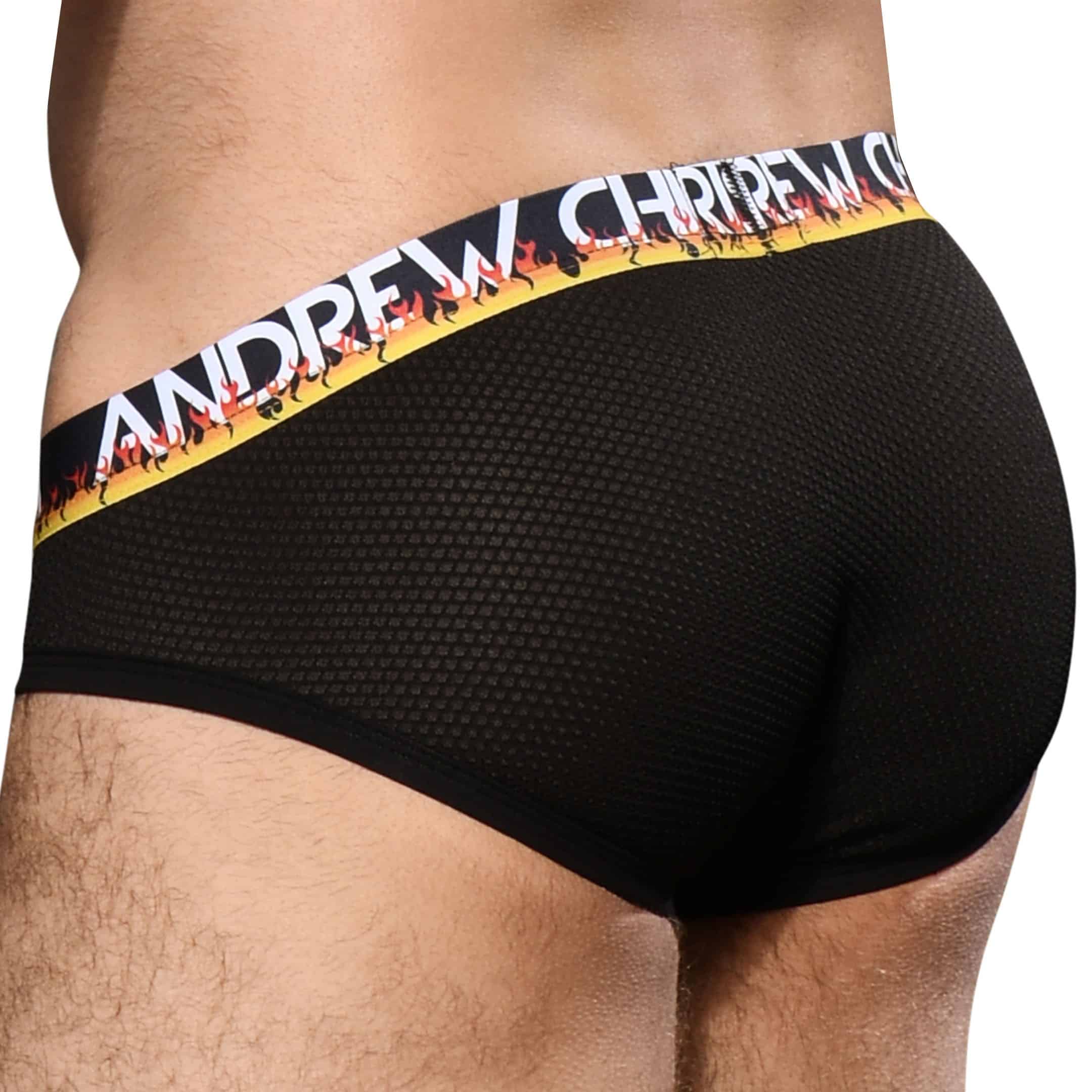 Andrew Christian Slip Almost Naked Flames Mesh Noir Inderwear