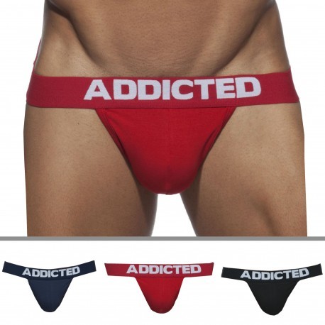 Addicted Lot de 3 Strings Basic Noir - Marine - Rouge