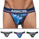 Addicted 3-Pack Camo Mesh Push Up Thongs - Khaki - Grey - Blue