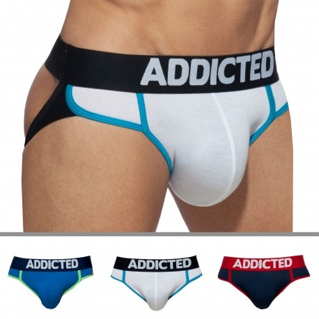 Addicted 3-Pack Second Skin Jocks - White - Navy - Royal