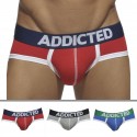 Addicted Lot de 3 Slips Basic Rouge - Gris - Bleu