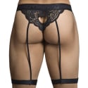 CandyMan Lace Garter Thong - Black