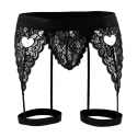 CandyMan Lace Garter Thong - Black