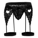 CandyMan Lace Garter Thong - Black