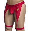 CandyMan Lace Garter Thong - Red