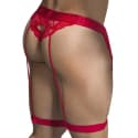 CandyMan Lace Garter Thong - Red