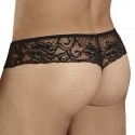 CandyMan Floral Lace Mesh Thong - Black