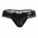 CandyMan Floral Lace Mesh Thong - Black