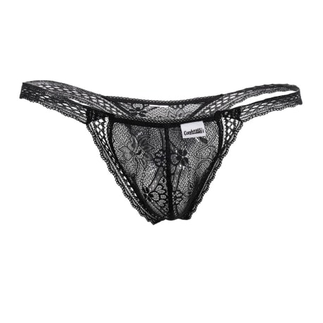 CandyMan Double Lace Thong - Black