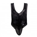 CandyMan Lace Mesh Thong Bodysuit - Black