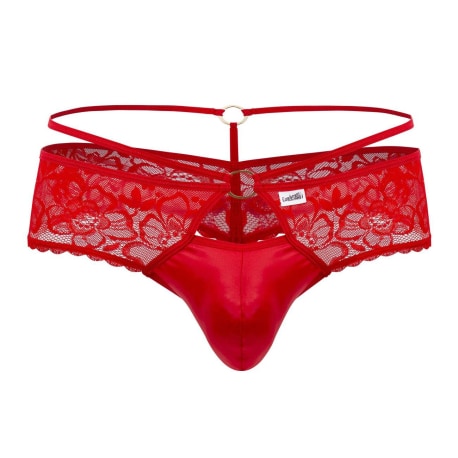 CandyMan String Dentelle Simili-Cuir Rouge