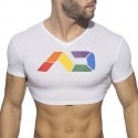 Addicted AD Rainbow Crop Top - White