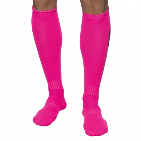 Addicted Neon Knee Socks - Neon Pink