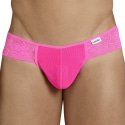 CandyMan Floral Lace Mesh Thong - Pink