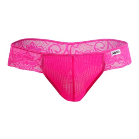 CandyMan Floral Lace Mesh Thong - Pink