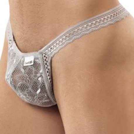 CandyMan Double Lace Thong - Grey