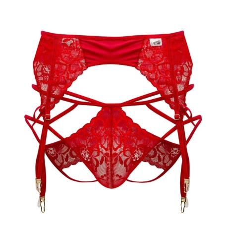 CandyMan Ensemble Jarretière - Jock Strap Dentelle Rouge