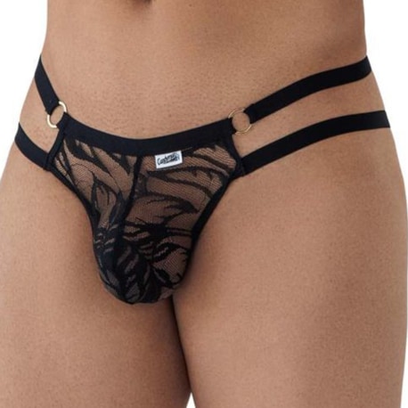 CandyMan Jock Strap Dentelle et Chaînette Noir