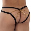 CandyMan Jock Strap Dentelle et Chaînette Noir