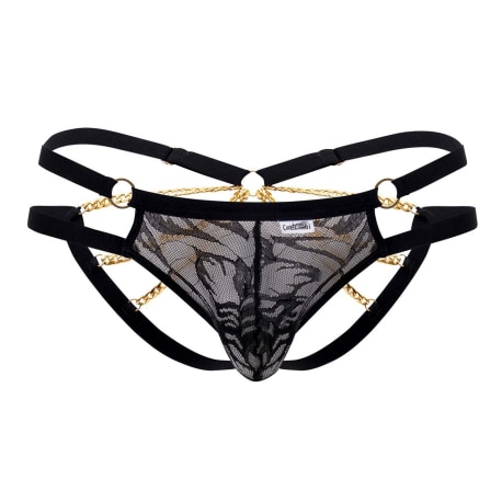 CandyMan Jock Strap Dentelle et Chaînette Noir