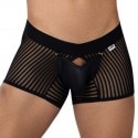 CandyMan Striped Mesh Bottomless Boxer Briefs - Black