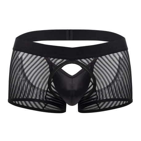 CandyMan Striped Mesh Bottomless Boxer Briefs - Black