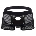 CandyMan Striped Mesh Bottomless Boxer Briefs - Black