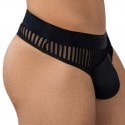 CandyMan Striped Mesh Thong - Black