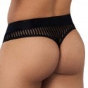 CandyMan Striped Mesh Thong - Black