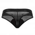 CandyMan Striped Mesh Thong - Black