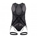 CandyMan Mesh Garter String Bodysuit - Black