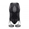 CandyMan Mesh Garter String Bodysuit - Black