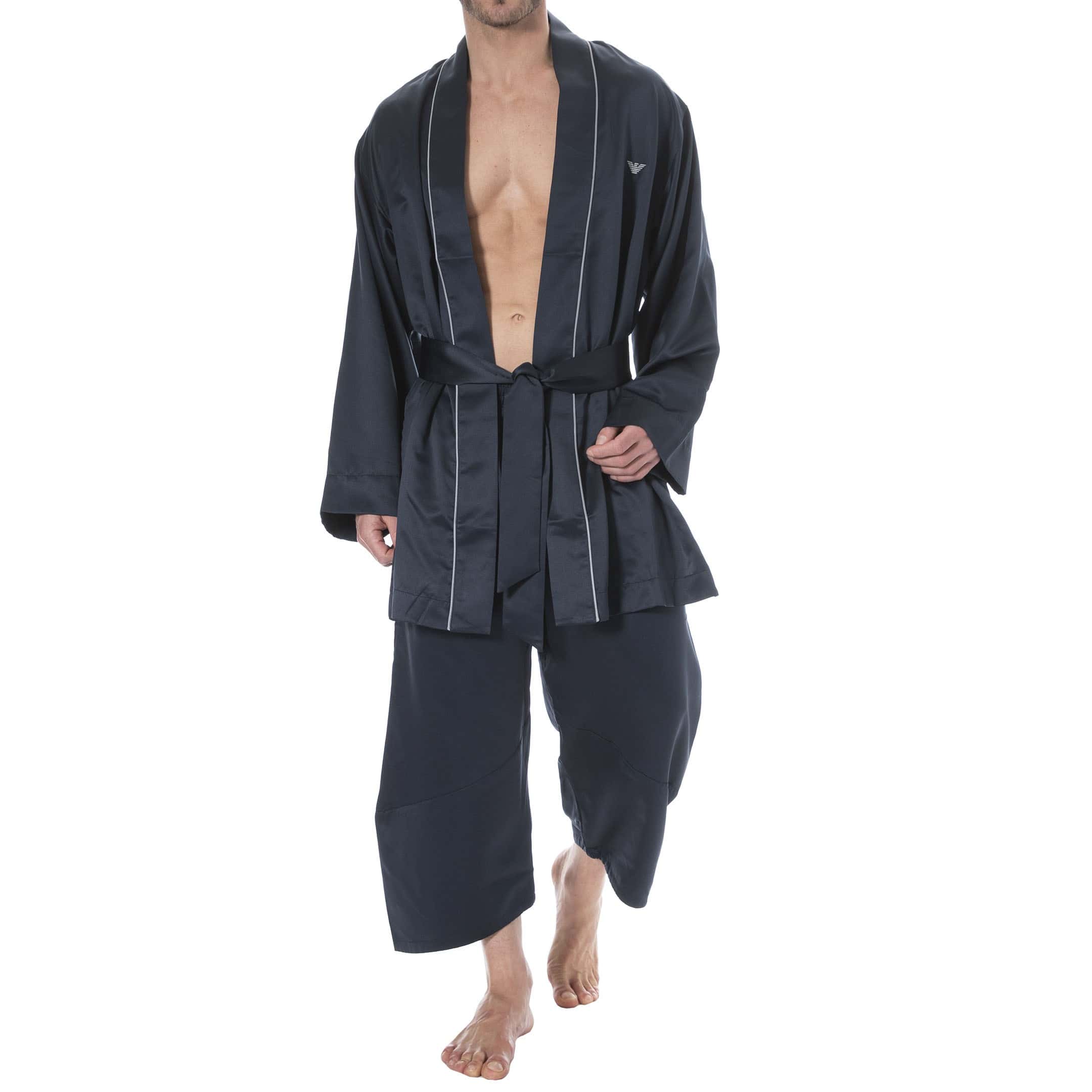 Emporio Armani Satin Deluxe Kimono Navy INDERWEAR