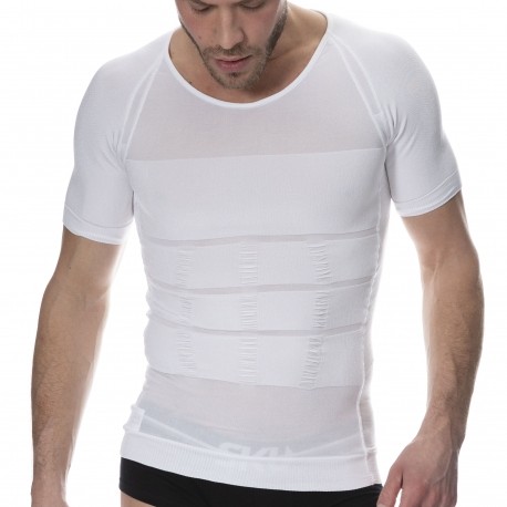 Slim N LIft for Men TShirt Mens Slimming Body Shaper T-Shirt, White, Large  slimming shirt