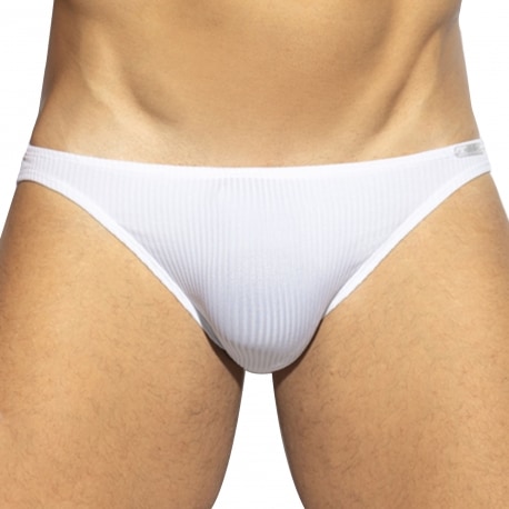 Recycled Rib Bikini Briefs - White