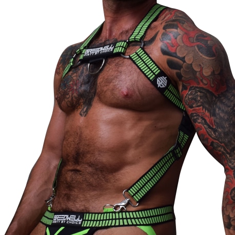 Breedwell Hybred Body Harness - Black - Neon Green