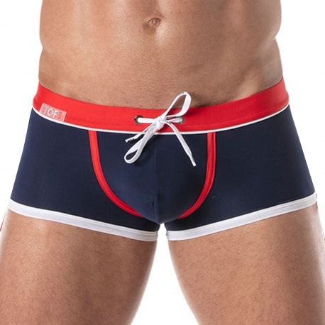 TOF Paris Holidays Swim Trunks - Navy - Red