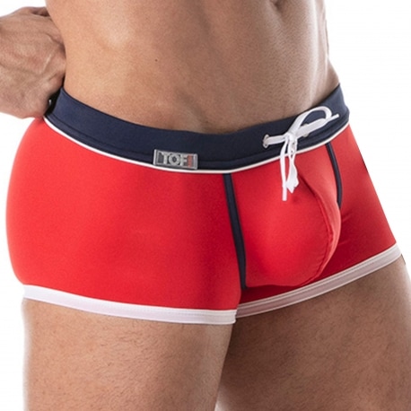 TOF Paris Holidays Swim Trunks - Red - Navy