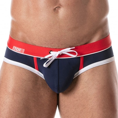 TOF Paris Holidays Swim Briefs - Navy - Red