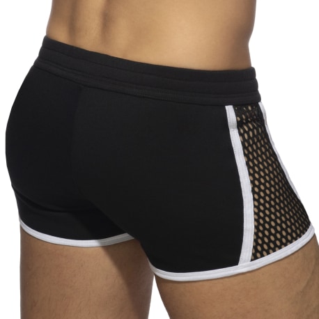 AD Fetish Mesh-Striped Shorts - Black - White