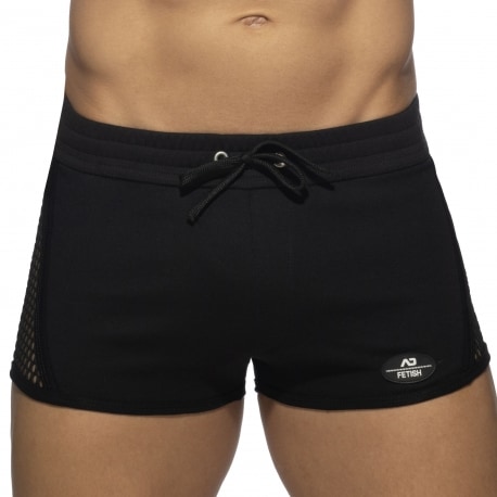 AD Fetish Mesh-Striped Shorts - Black - White