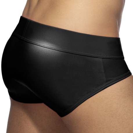 Addicted Neon Shiny Push Up Briefs - Black