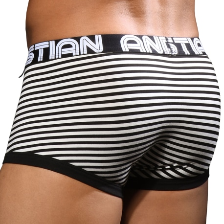 Andrew Christian Boxer Almost Naked Fly Stripe Noir - Blanc