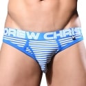 Andrew Christian Jock Strap Almost Naked Fly Stripe Bleu Electrique - Blanc