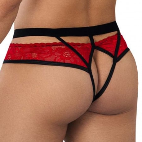 CandyMan Lace Jockstrap - Red